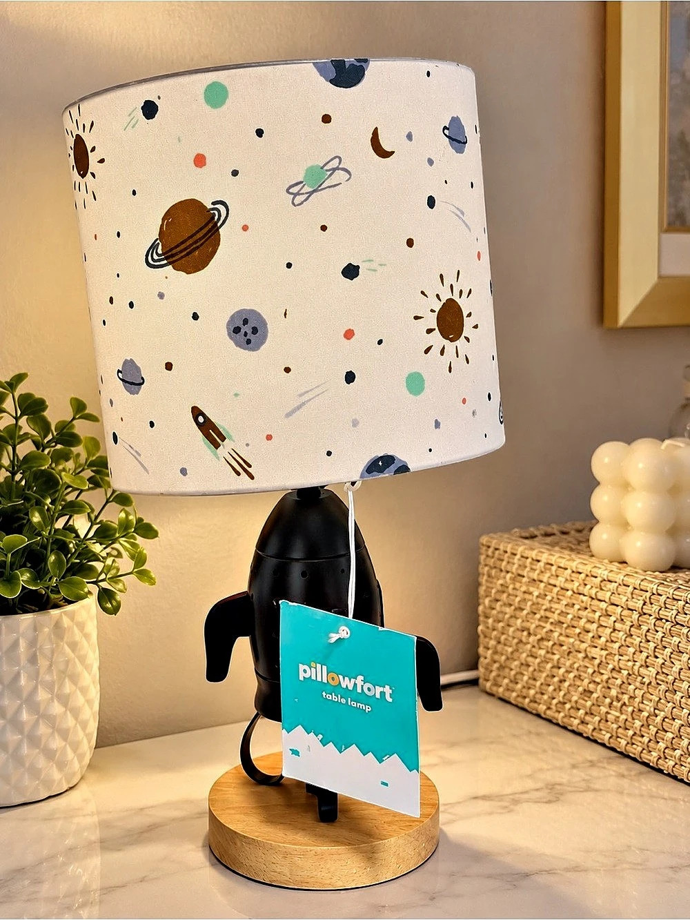 pillowfort Spaceship Figural Kids' Table Lamp White & Black
